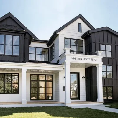 black and white home exterior