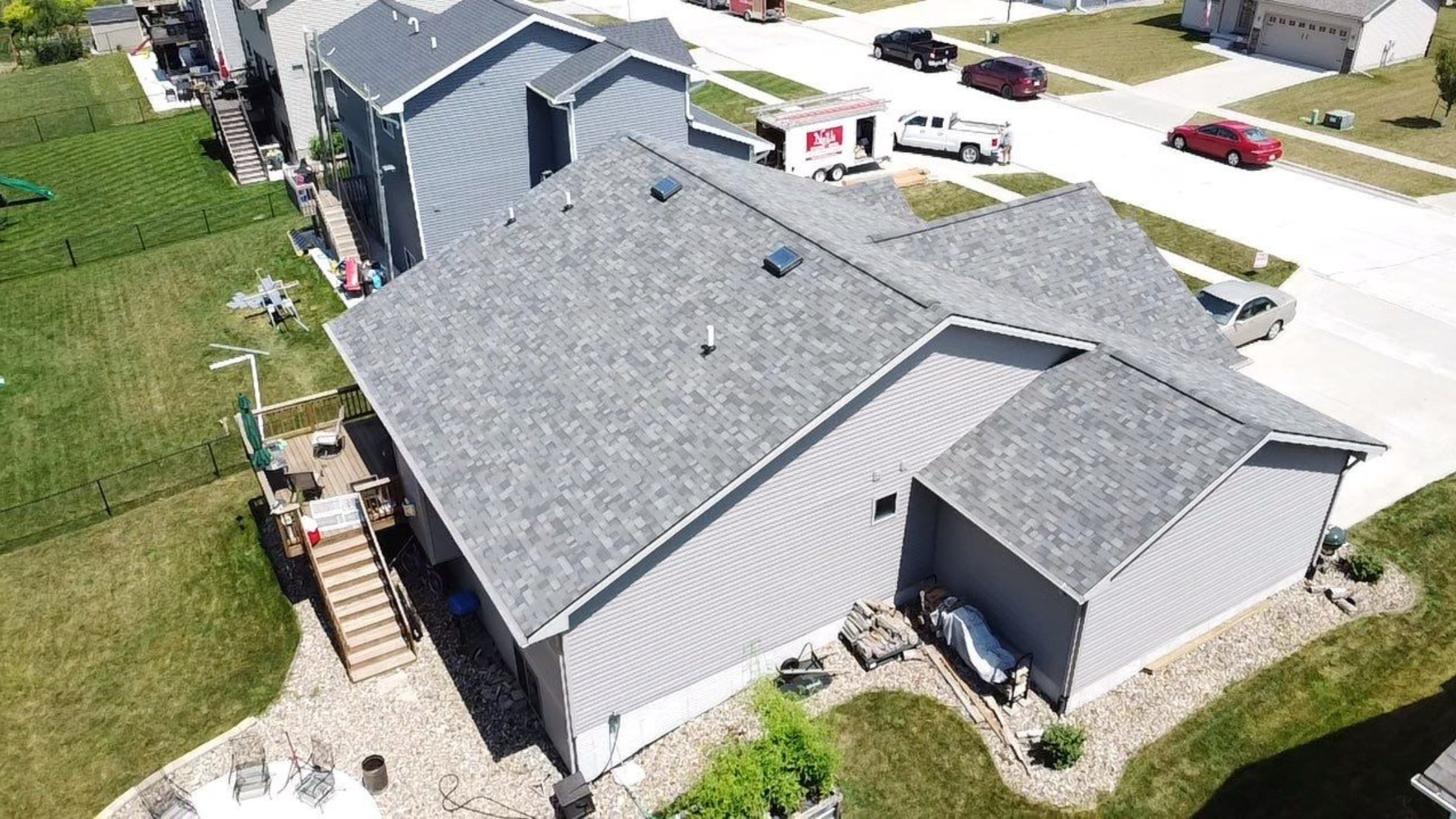 Roof with new shingles